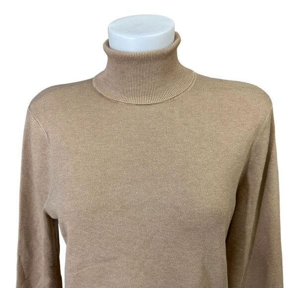 CHICO’s Ligh Brown Ribbed Knit Turtle Neck Sweater Women’s Size 2 / Large - Picture 2 of 8